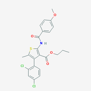 molecular formula C23H21Cl2NO4S B453219 Propyl 4-(2,4-dichlorophenyl)-2-[(4-methoxybenzoyl)amino]-5-methyl-3-thiophenecarboxylate 