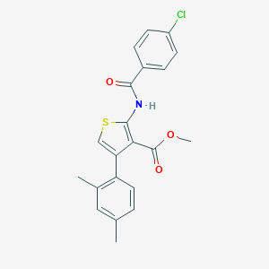 molecular formula C21H18ClNO3S B453222 Methyl 2-[(4-chlorobenzoyl)amino]-4-(2,4-dimethylphenyl)-3-thiophenecarboxylate 