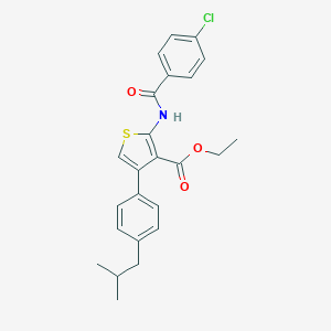 molecular formula C24H24ClNO3S B453223 Ethyl 2-[(4-chlorobenzoyl)amino]-4-(4-isobutylphenyl)-3-thiophenecarboxylate 
