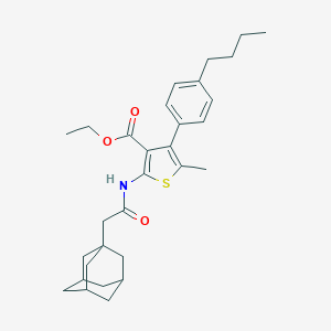 molecular formula C30H39NO3S B453228 Ethyl 2-[(1-adamantylacetyl)amino]-4-(4-butylphenyl)-5-methyl-3-thiophenecarboxylate 