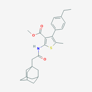 molecular formula C27H33NO3S B453234 Methyl 2-[(1-adamantylacetyl)amino]-4-(4-ethylphenyl)-5-methyl-3-thiophenecarboxylate 