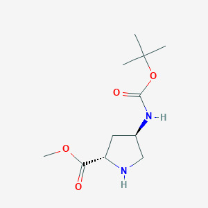 molecular formula C11H20N2O4 B045326 (2S,4R)-Methyl 4-(tert-butoxycarbonylamino)pyrrolidine-2-carboxylate CAS No. 473806-21-2