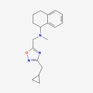 molecular formula C18H23N3O B4532622 N-[[3-(cyclopropylmethyl)-1,2,4-oxadiazol-5-yl]methyl]-N-methyl-1,2,3,4-tetrahydronaphthalen-1-amine 