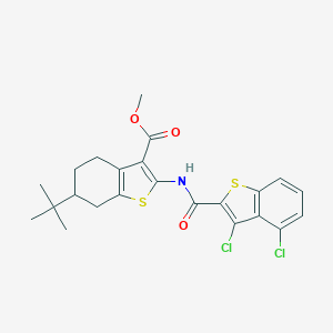 molecular formula C23H23Cl2NO3S2 B453273 methyl 6-tert-butyl-2-{[(3,4-dichloro-1-benzothien-2-yl)carbonyl]amino}-4,5,6,7-tetrahydro-1-benzothiophene-3-carboxylate 