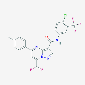 molecular formula C22H14ClF5N4O B453277 N-[4-chloro-3-(trifluoromethyl)phenyl]-7-(difluoromethyl)-5-(4-methylphenyl)pyrazolo[1,5-a]pyrimidine-3-carboxamide 