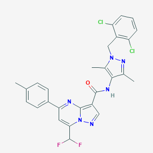 molecular formula C27H22Cl2F2N6O B453283 N-[1-(2,6-dichlorobenzyl)-3,5-dimethyl-1H-pyrazol-4-yl]-7-(difluoromethyl)-5-(4-methylphenyl)pyrazolo[1,5-a]pyrimidine-3-carboxamide 