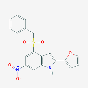 molecular formula C19H14N2O5S B004533 4-benzylsulfonyl-2-(furan-2-yl)-6-nitro-1H-indole 