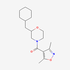 molecular formula C17H26N2O3 B4533296 [2-(cyclohexylmethyl)morpholin-4-yl]-(3,5-dimethyl-1,2-oxazol-4-yl)methanone 