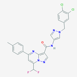 molecular formula C25H18Cl2F2N6O B453330 N-[1-(3,4-dichlorobenzyl)-1H-pyrazol-4-yl]-7-(difluoromethyl)-5-(4-methylphenyl)pyrazolo[1,5-a]pyrimidine-3-carboxamide 