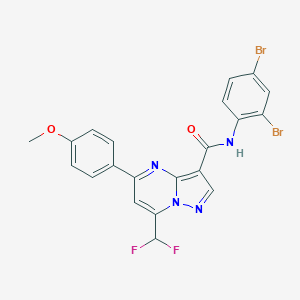 molecular formula C21H14Br2F2N4O2 B453335 N-(2,4-dibromophenyl)-7-(difluoromethyl)-5-(4-methoxyphenyl)pyrazolo[1,5-a]pyrimidine-3-carboxamide 