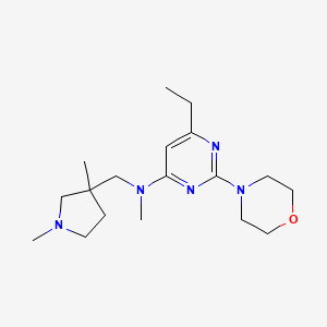 molecular formula C18H31N5O B4533599 N-[(1,3-dimethylpyrrolidin-3-yl)methyl]-6-ethyl-N-methyl-2-morpholin-4-ylpyrimidin-4-amine 