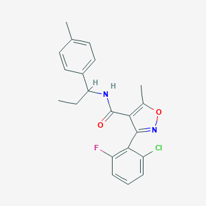 molecular formula C21H20ClFN2O2 B453365 3-(2-chloro-6-fluorophenyl)-5-methyl-N-[1-(4-methylphenyl)propyl]-1,2-oxazole-4-carboxamide 