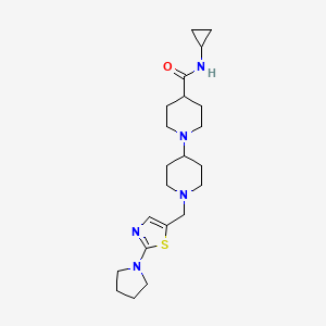molecular formula C22H35N5OS B4533688 N-cyclopropyl-1-[1-[(2-pyrrolidin-1-yl-1,3-thiazol-5-yl)methyl]piperidin-4-yl]piperidine-4-carboxamide 