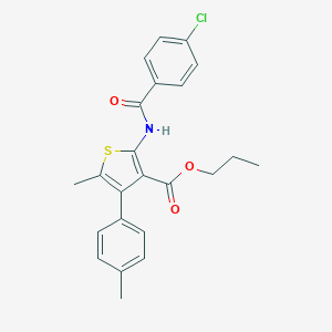 molecular formula C23H22ClNO3S B453370 Propyl 2-[(4-chlorobenzoyl)amino]-5-methyl-4-(4-methylphenyl)-3-thiophenecarboxylate 