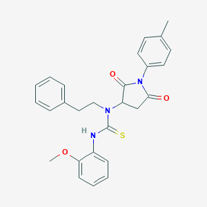 molecular formula C27H27N3O3S B453380 N'-(2-METHOXYPHENYL)-N-[1-(4-METHYLPHENYL)-2,5-DIOXOTETRAHYDRO-1H-PYRROL-3-YL]-N-PHENETHYLTHIOUREA 