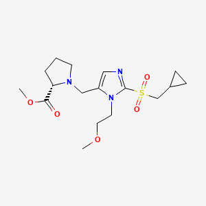 molecular formula C17H27N3O5S B4533869 methyl (2S)-1-[[2-(cyclopropylmethylsulfonyl)-3-(2-methoxyethyl)imidazol-4-yl]methyl]pyrrolidine-2-carboxylate 