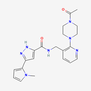 molecular formula C21H25N7O2 B4533943 N-[[2-(4-acetylpiperazin-1-yl)pyridin-3-yl]methyl]-3-(1-methylpyrrol-2-yl)-1H-pyrazole-5-carboxamide 