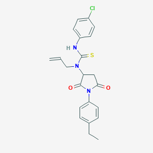 molecular formula C22H22ClN3O2S B453404 N-allyl-N'-(4-chlorophenyl)-N-[1-(4-ethylphenyl)-2,5-dioxopyrrolidin-3-yl]thiourea 