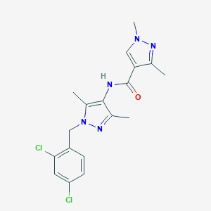 molecular formula C18H19Cl2N5O B453406 N-[1-(2,4-dichlorobenzyl)-3,5-dimethyl-1H-pyrazol-4-yl]-1,3-dimethyl-1H-pyrazole-4-carboxamide 