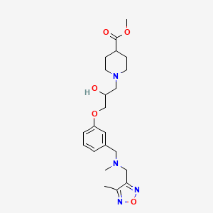 molecular formula C22H32N4O5 B4534186 Methyl 1-[2-hydroxy-3-[3-[[methyl-[(4-methyl-1,2,5-oxadiazol-3-yl)methyl]amino]methyl]phenoxy]propyl]piperidine-4-carboxylate 