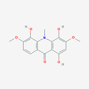 molecular formula C16H15NO6 B045342 9(10H)-Acridinone, 1,4,5-trihydroxy-3,6-dimethoxy-10-methyl- CAS No. 114216-93-2