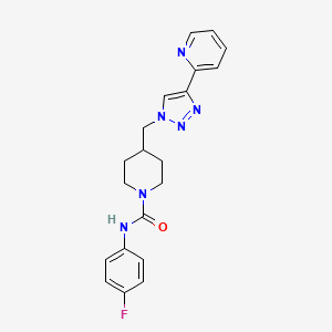 molecular formula C20H21FN6O B4534317 N-(4-fluorophenyl)-4-[(4-pyridin-2-yltriazol-1-yl)methyl]piperidine-1-carboxamide 