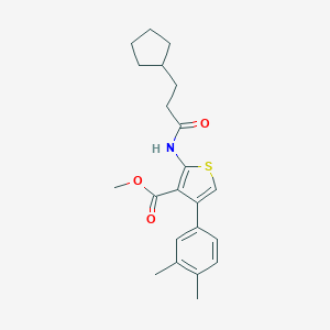 molecular formula C22H27NO3S B453436 METHYL 2-(3-CYCLOPENTYLPROPANAMIDO)-4-(3,4-DIMETHYLPHENYL)THIOPHENE-3-CARBOXYLATE 