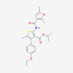 molecular formula C24H27NO5S B453437 Isopropyl 2-[(2,5-dimethyl-3-furoyl)amino]-4-(4-ethoxyphenyl)-5-methyl-3-thiophenecarboxylate 