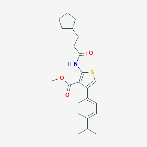molecular formula C23H29NO3S B453445 Methyl 2-[(3-cyclopentylpropanoyl)amino]-4-(4-isopropylphenyl)-3-thiophenecarboxylate 
