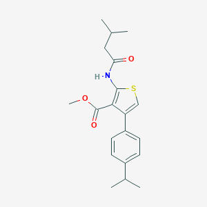 molecular formula C20H25NO3S B453448 Methyl 4-(4-isopropylphenyl)-2-[(3-methylbutanoyl)amino]-3-thiophenecarboxylate 