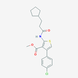 molecular formula C20H22ClNO3S B453449 METHYL 4-(4-CHLOROPHENYL)-2-(3-CYCLOPENTYLPROPANAMIDO)THIOPHENE-3-CARBOXYLATE 