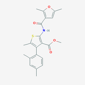 molecular formula C22H23NO4S B453458 Methyl 2-[(2,5-dimethyl-3-furoyl)amino]-4-(2,4-dimethylphenyl)-5-methyl-3-thiophenecarboxylate 