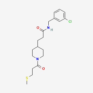 molecular formula C19H27ClN2O2S B4534617 N-[(3-chlorophenyl)methyl]-3-[1-(3-methylsulfanylpropanoyl)piperidin-4-yl]propanamide 