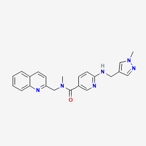 molecular formula C22H22N6O B4534644 N-methyl-6-[(1-methylpyrazol-4-yl)methylamino]-N-(quinolin-2-ylmethyl)pyridine-3-carboxamide 