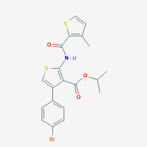 molecular formula C20H18BrNO3S2 B453468 Isopropyl 4-(4-bromophenyl)-2-{[(3-methyl-2-thienyl)carbonyl]amino}-3-thiophenecarboxylate 