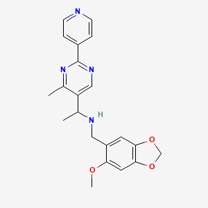 molecular formula C21H22N4O3 B4534757 N-[(6-methoxy-1,3-benzodioxol-5-yl)methyl]-1-(4-methyl-2-pyridin-4-ylpyrimidin-5-yl)ethanamine 