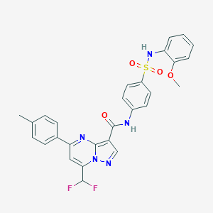 molecular formula C28H23F2N5O4S B453479 7-(difluoromethyl)-N-{4-[(2-methoxyanilino)sulfonyl]phenyl}-5-(4-methylphenyl)pyrazolo[1,5-a]pyrimidine-3-carboxamide 