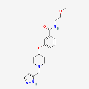 molecular formula C19H26N4O3 B4534798 N-(2-methoxyethyl)-3-[1-(1H-pyrazol-5-ylmethyl)piperidin-4-yl]oxybenzamide 