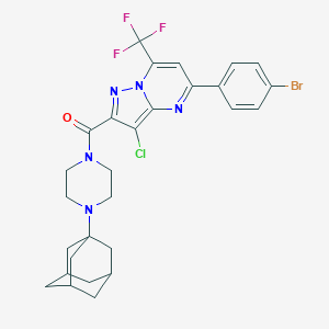 molecular formula C28H28BrClF3N5O B453491 2-{[4-(1-Adamantyl)-1-piperazinyl]carbonyl}-5-(4-bromophenyl)-3-chloro-7-(trifluoromethyl)pyrazolo[1,5-a]pyrimidine 
