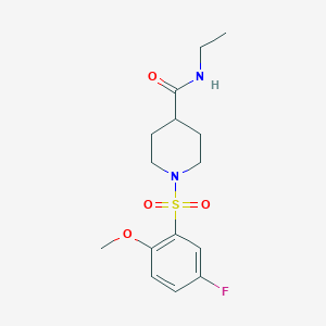 molecular formula C15H21FN2O4S B4534974 N-ethyl-1-[(5-fluoro-2-methoxyphenyl)sulfonyl]piperidine-4-carboxamide 