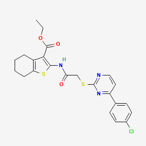 molecular formula C23H22ClN3O3S2 B4534977 ETHYL 2-[(2-{[4-(4-CHLOROPHENYL)-2-PYRIMIDINYL]SULFANYL}ACETYL)AMINO]-4,5,6,7-TETRAHYDRO-1-BENZOTHIOPHENE-3-CARBOXYLATE 
