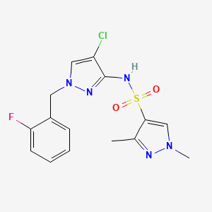 molecular formula C15H15ClFN5O2S B4534997 N~4~-[4-CHLORO-1-(2-FLUOROBENZYL)-1H-PYRAZOL-3-YL]-1,3-DIMETHYL-1H-PYRAZOLE-4-SULFONAMIDE 