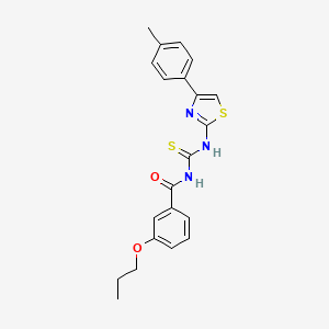 molecular formula C21H21N3O2S2 B4535062 N-{[4-(4-methylphenyl)-1,3-thiazol-2-yl]carbamothioyl}-3-propoxybenzamide 