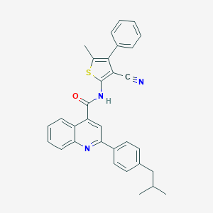 molecular formula C32H27N3OS B453521 N-(3-cyano-5-methyl-4-phenylthiophen-2-yl)-2-[4-(2-methylpropyl)phenyl]quinoline-4-carboxamide 