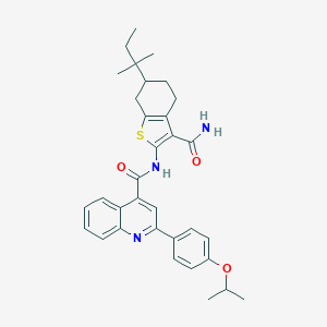 molecular formula C33H37N3O3S B453537 N-[3-(aminocarbonyl)-6-tert-pentyl-4,5,6,7-tetrahydro-1-benzothien-2-yl]-2-(4-isopropoxyphenyl)-4-quinolinecarboxamide 