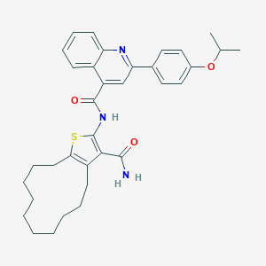 molecular formula C34H39N3O3S B453551 N-[3-(aminocarbonyl)-4,5,6,7,8,9,10,11,12,13-decahydrocyclododeca[b]thien-2-yl]-2-(4-isopropoxyphenyl)-4-quinolinecarboxamide 