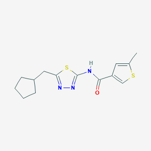 molecular formula C14H17N3OS2 B4535543 N-[5-(cyclopentylmethyl)-1,3,4-thiadiazol-2-yl]-5-methyl-3-thiophenecarboxamide 