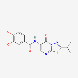 molecular formula C17H18N4O4S B4535579 3,4-dimethoxy-N-[5-oxo-2-(propan-2-yl)-5H-[1,3,4]thiadiazolo[3,2-a]pyrimidin-6-yl]benzamide 