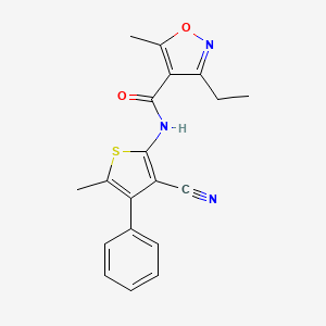 molecular formula C19H17N3O2S B4535585 N-(3-CYANO-5-METHYL-4-PHENYLTHIOPHEN-2-YL)-3-ETHYL-5-METHYL-12-OXAZOLE-4-CARBOXAMIDE 
