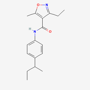 molecular formula C17H22N2O2 B4535664 N-[4-(BUTAN-2-YL)PHENYL]-3-ETHYL-5-METHYL-12-OXAZOLE-4-CARBOXAMIDE 